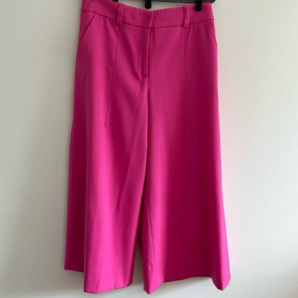 Oscar de la Renta Spring 18 Cropped Wide Leg Trousers in Pink (Size 6)